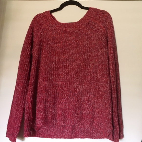 Large Red Knit Raglan Sleeve Sweater - Picture 1 of 6